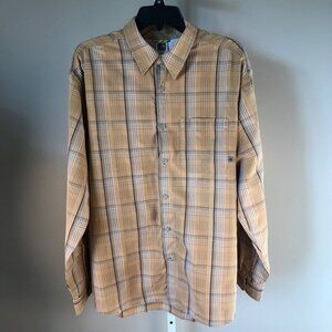 The North Face A5 Series 100% Cotton Long Sleeve Button Front Brown Shirt Sz L